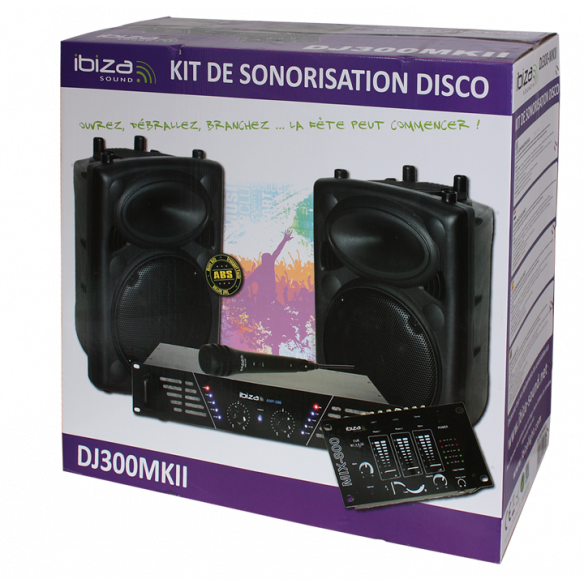 Kit sonorizare ( 2 x boxe abs 10 inch + amplificator 2x240w + mixer)