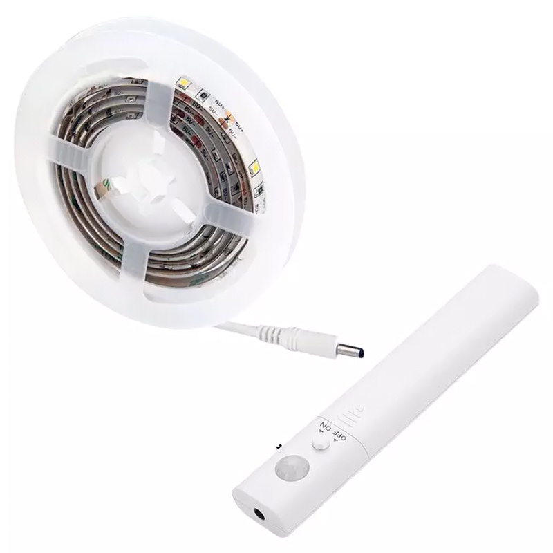 Banda led 2835 2.4w 1m 4000k senzor miscare alimentare baterii 4xaaa