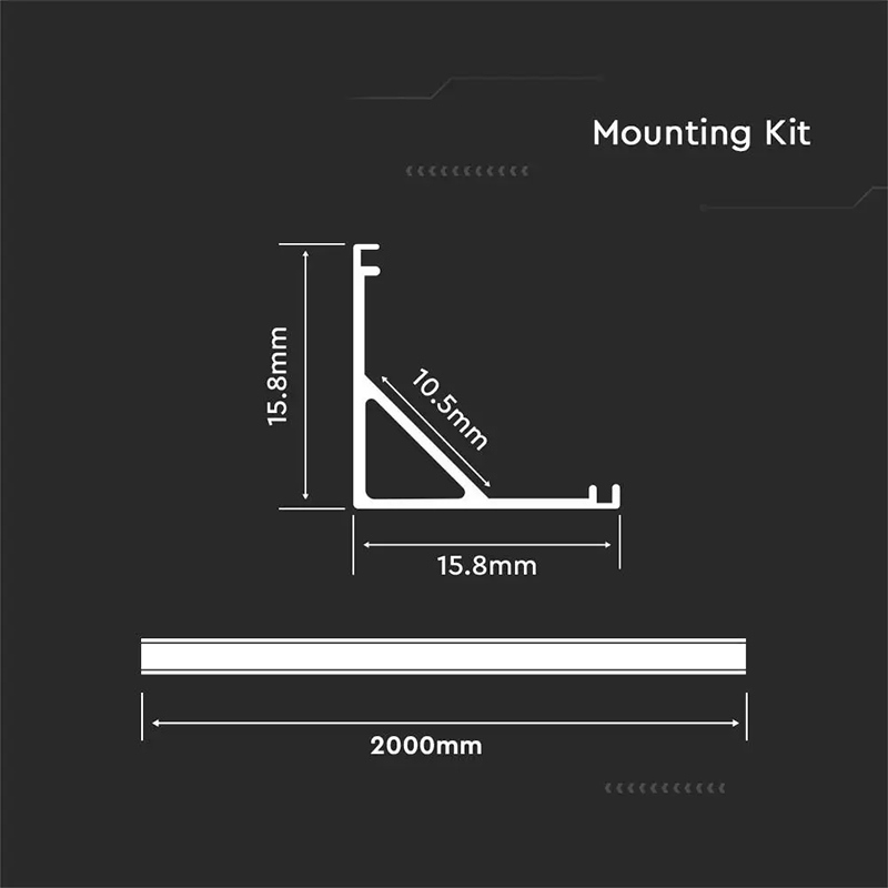 Profil aluminiu pentru banda led 2m 15.8mm x 15.8mm alb