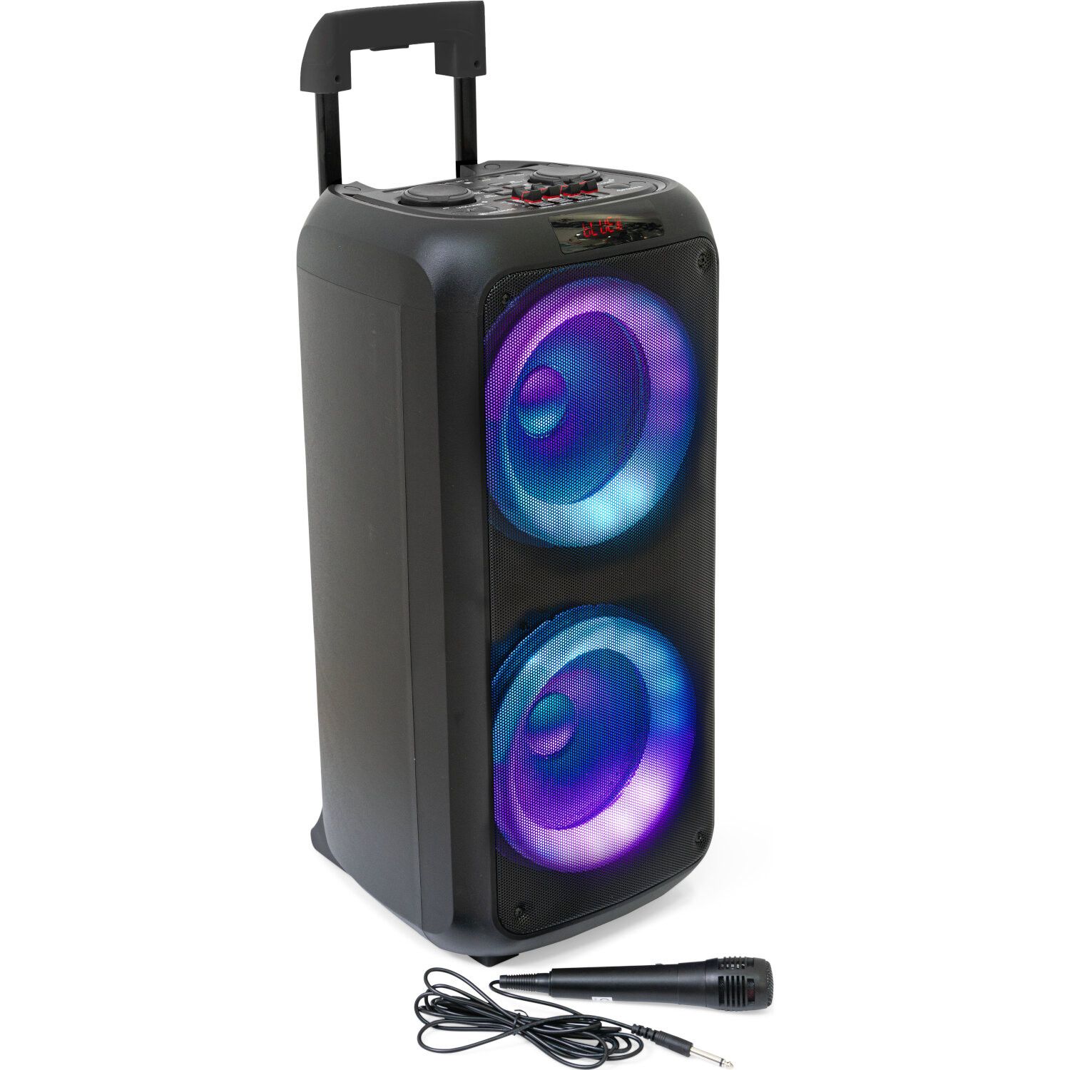 Boxa portabila Ibiza, 600W, difuzor 2x20cm, lumini RGB, microfon