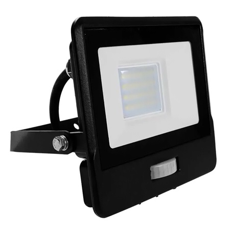 Proiector LED V-tac cu senzor miscare, 20W, 1510 lm, lumina rece, 6400K, IP65, negru