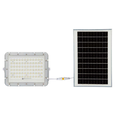 Proiector LED cu incarcare solara V-tac, 15W, 1200lm, lumina rece, 6400K, telecomanda, alb