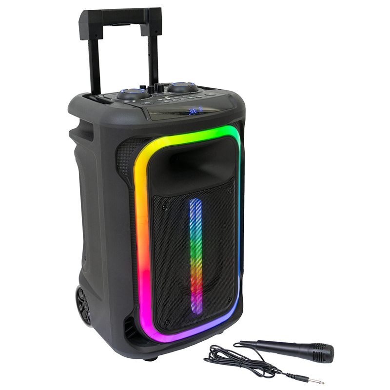 Boxa portabila cu LED Ibiza, 800W, Bluetooth, USB, AUX, microfon cu fir