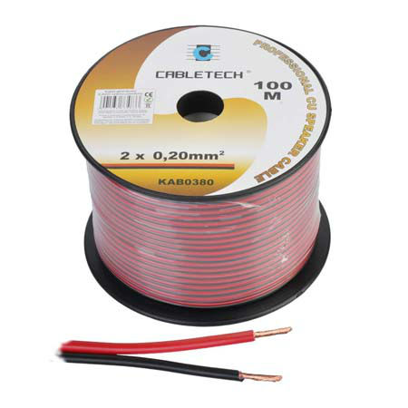 Cablu difuzor cupru 2x0.20mm rosu/negru 100m