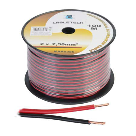 Cablu difuzor cupru 2x2.50mm rosu/negru 100m