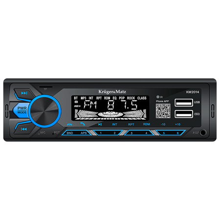 Radio player auto Kruger&Matz, 4x15W, bluetooth, USB, AUX 