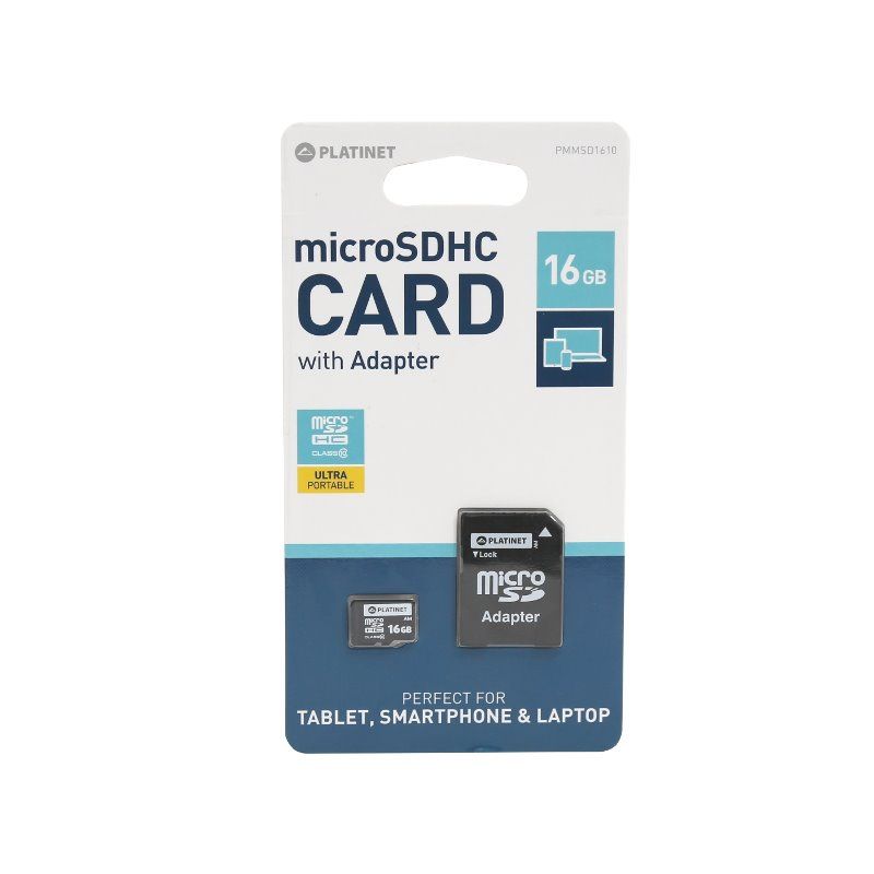 Micro sd card 16gb cls 10 cu adaptor platinet