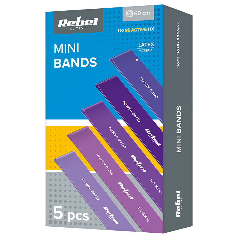 Set 5 benzi elastice latex mini band 2-18kg rebel activ