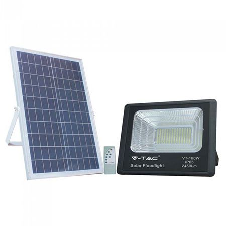 Reflector LED V-tac cu incarcare solara, 35W, 2450 lm, lumina rece, 6000K 