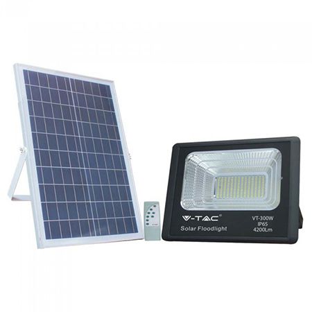 Proiector LED V-tac cu incarcare solara, 50W, 4200lm, 6000K, IP65 